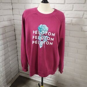 Peloton Ladies Size Large Terry Lined Dark Rose Made in USA Sweat Shirt